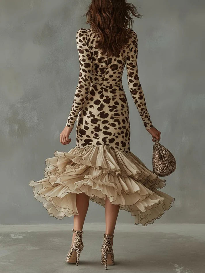 Leya™ | Stijlvolle Jurk Met Print En Ruffles