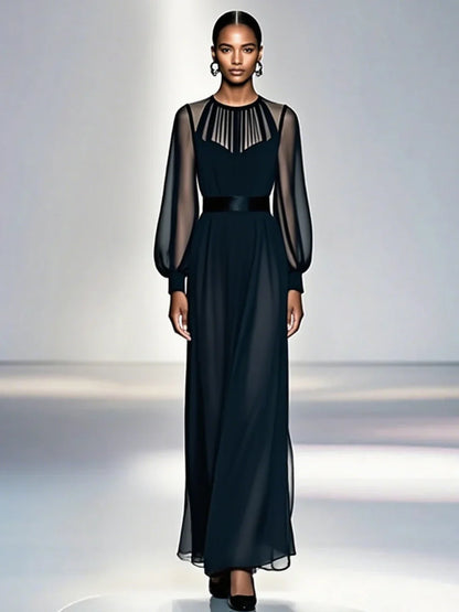 Olia™ | Soepelvallende Transparante Maxi Jurk