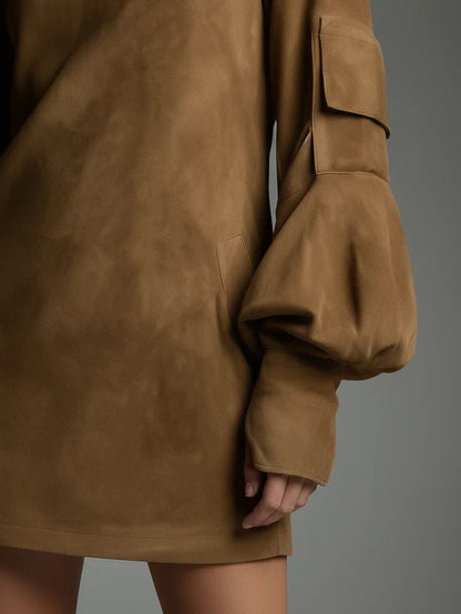 Norene™ | Elegante suède jurk met lange mouwen