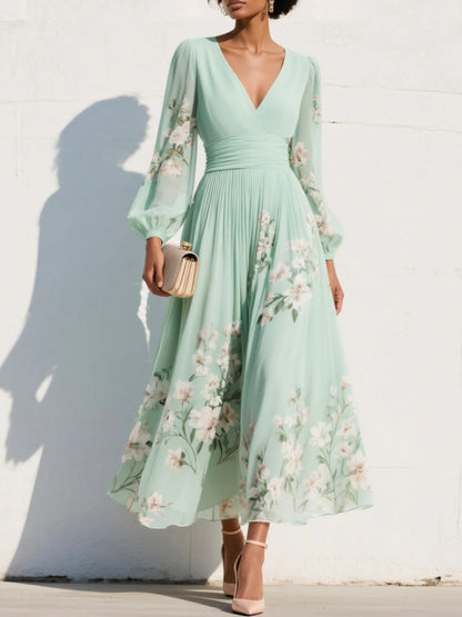 Veya™ | Elegante Bloemen Maxi Jurk