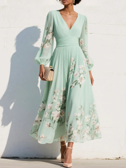 Veya™ | Elegante Bloemen Maxi Jurk
