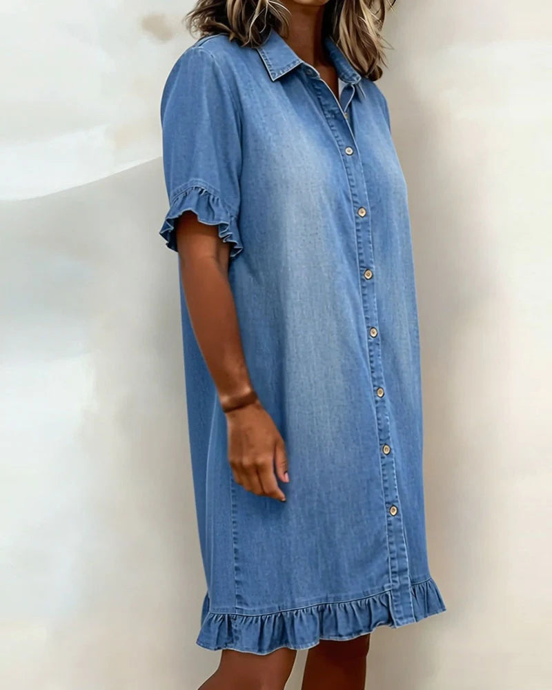 Linae™ | Casual Knoop Denim Look Jurk