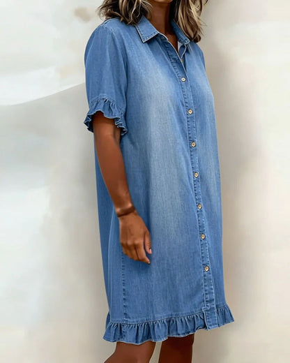 Linae™ | Casual Knoop Denim Look Jurk