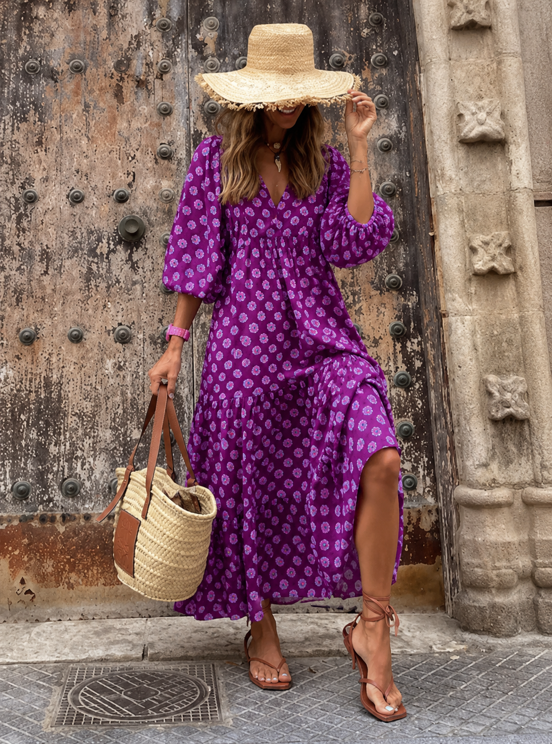 Bellona™ | Bohemian Buikcamouflerende Bloemen Jurk