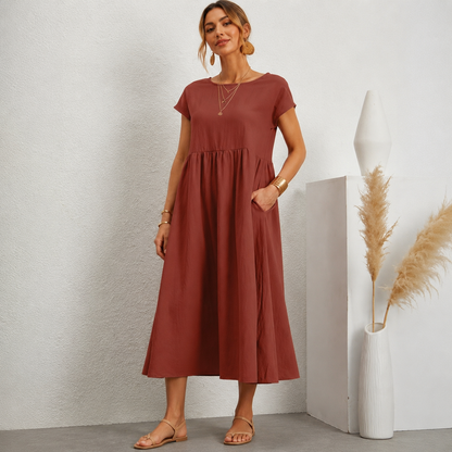 Lucie™ | Buikbedekkende Maxi Jurk Met Zakken