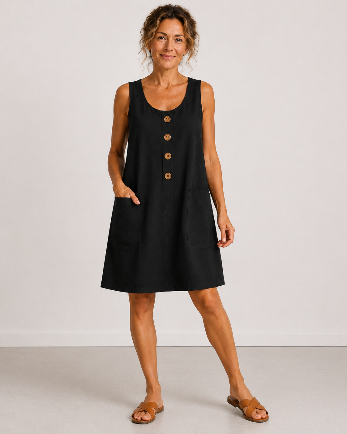 Maud™ | Buikcamouflerende Katoenen Jurk Met Knopen