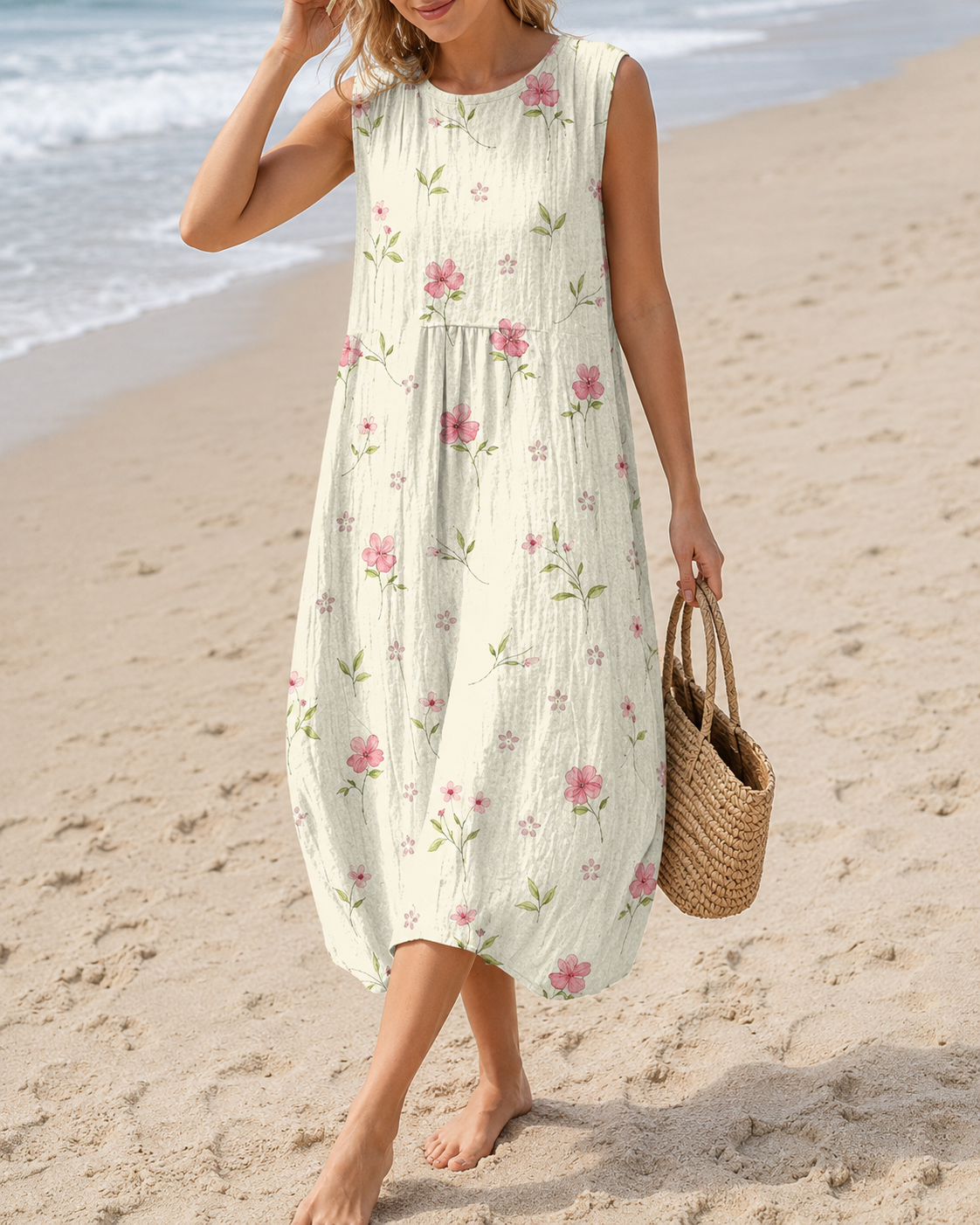 Coralie™ | Gebloemde Buikcamouflerende Midi Jurk