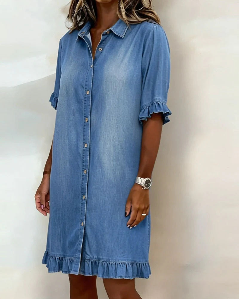 Linae™ | Casual Knoop Denim Look Jurk