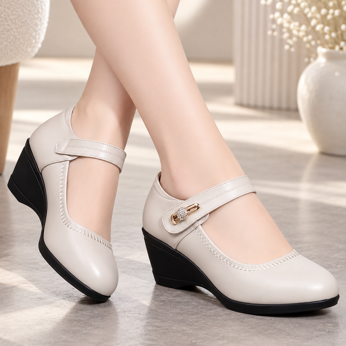 Nola™ | Orthopedische Leren Sleehakschoenen