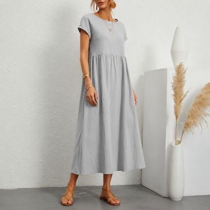 Lucie™ | Buikbedekkende Maxi Jurk Met Zakken