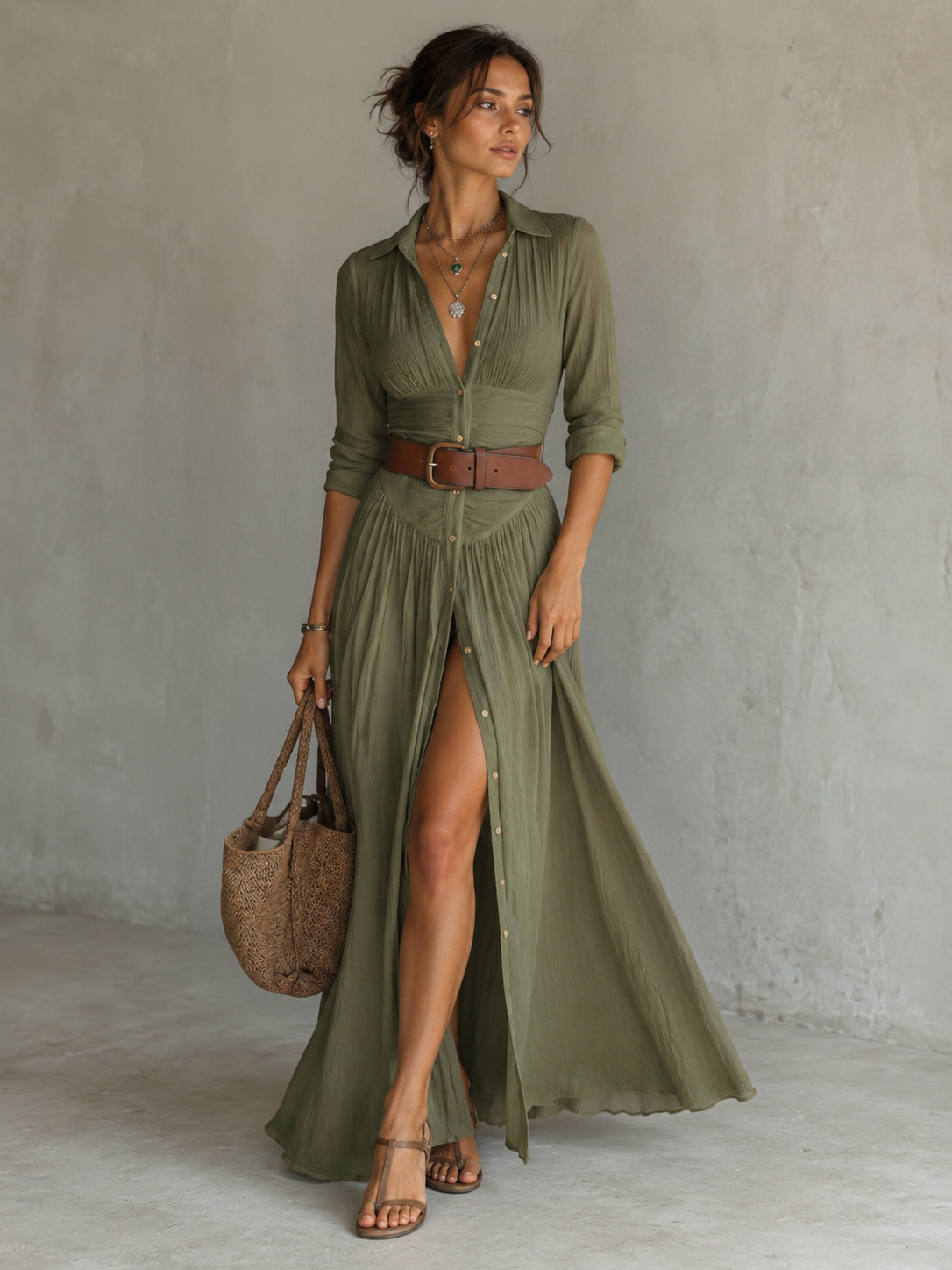 Maren™ | Elegante Buikcamouflerende Jurk Met Knopen