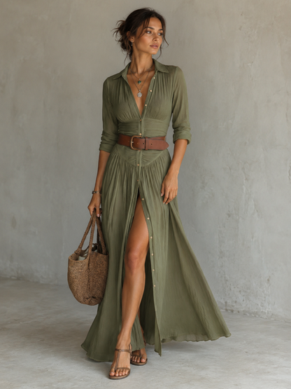 Maren™ | Elegante Buikcamouflerende Jurk Met Knopen