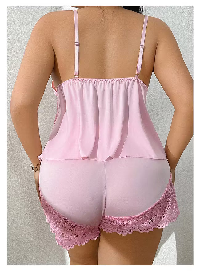 Petra™ | Satijnen Pyjama Set Met Kanten Top