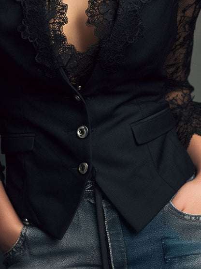 Marga™ | Elegante Blazer met Kanten Mouwen