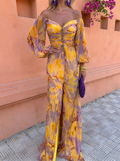 Lora™ | Gebloemde Buikcamouflerende Maxi Jurk