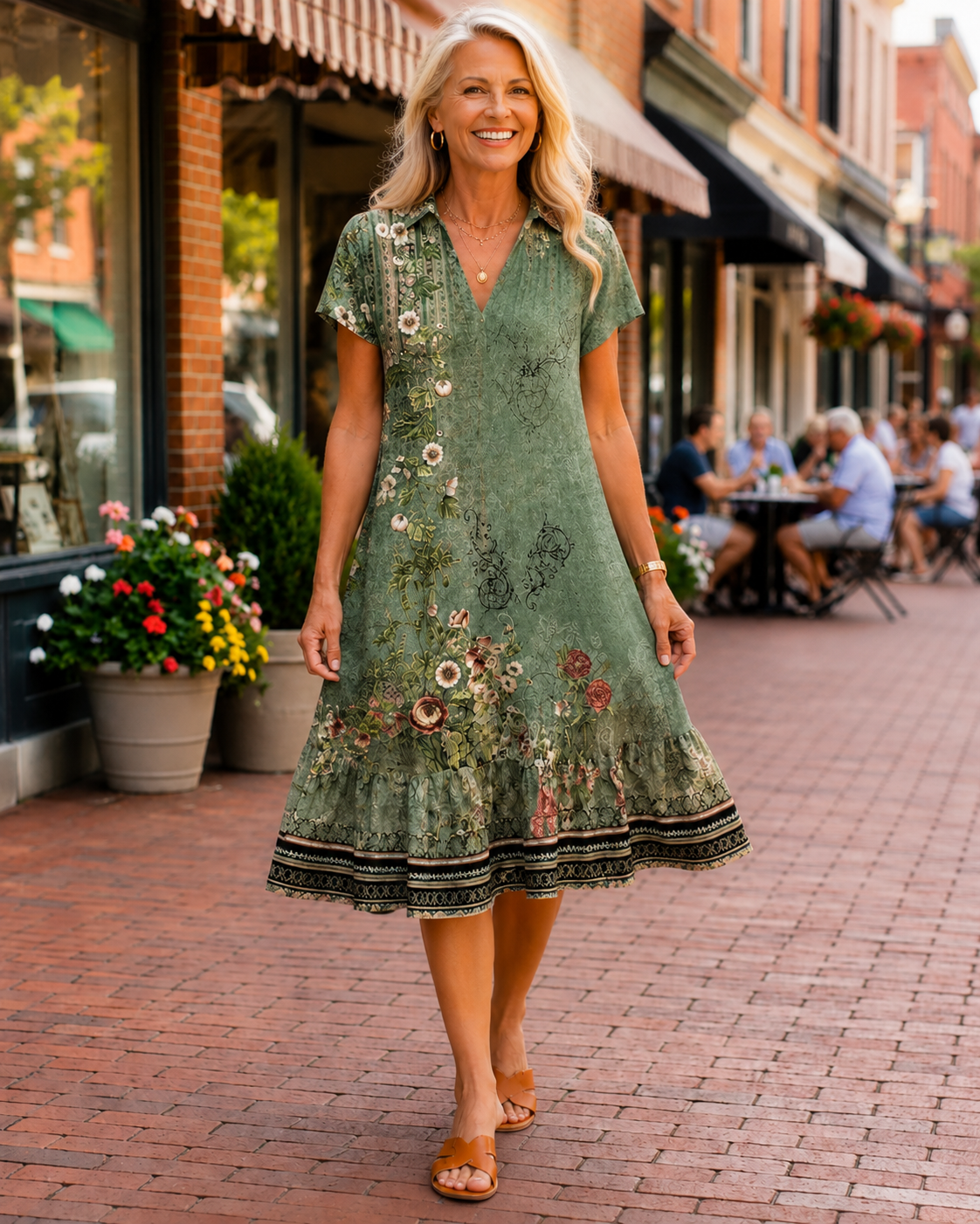 Nadine™ | Luchtige Buikcamouflerende Bloemen Midi Jurk