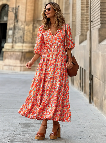 Bellona™ | Bohemian Buikcamouflerende Bloemen Jurk
