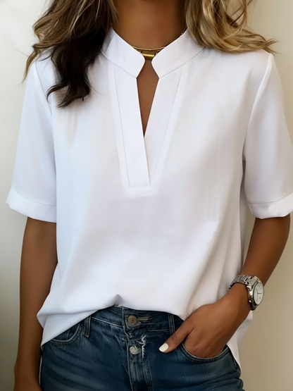 Liset™ | Chique V-Hals Blouse met Gouden Detail