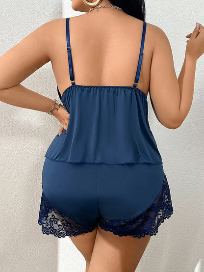 Petra™ | Satijnen Pyjama Set Met Kanten Top