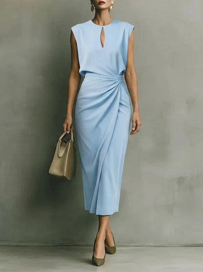 Veya™ | Elegante Gedrapeerde Midi Jurk