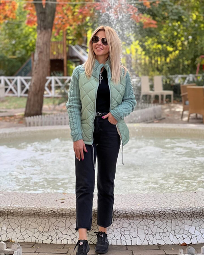 Emma™ | Dames patchwork gebreid vest/jas