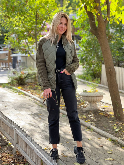 Emma™ | Dames patchwork gebreid vest/jas