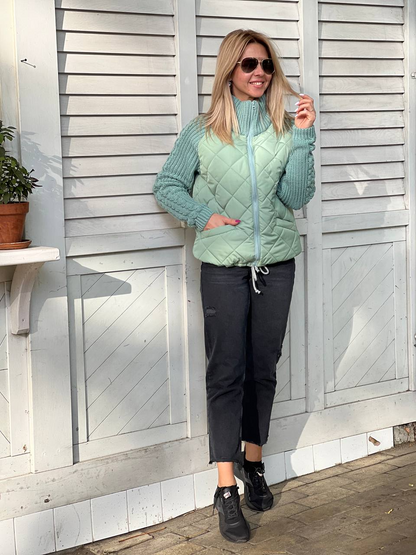 Emma™ | Dames patchwork gebreid vest/jas