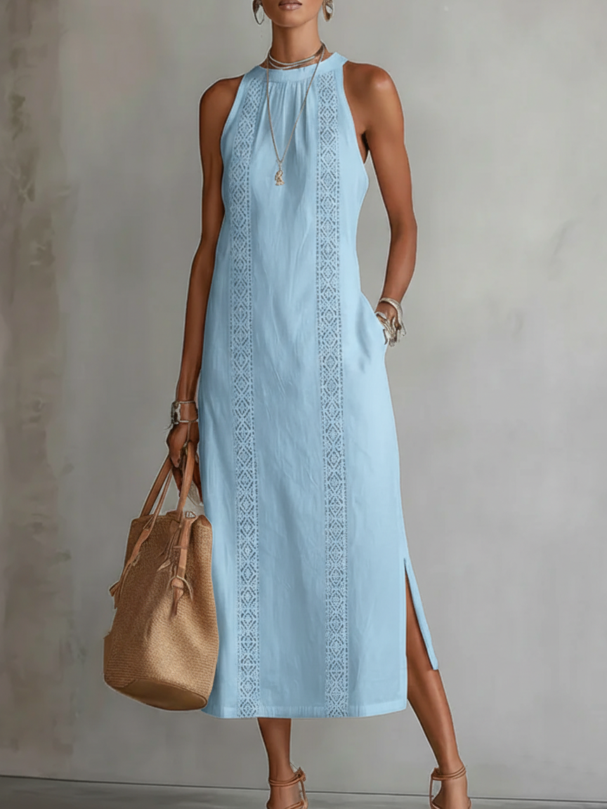 Isadora™ | Soepelvallende Geborduurde Midi Jurk