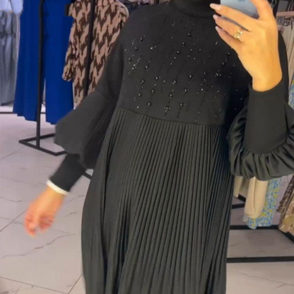 Luna™ | Elegante Geplooide Jurk met Pofmouwen